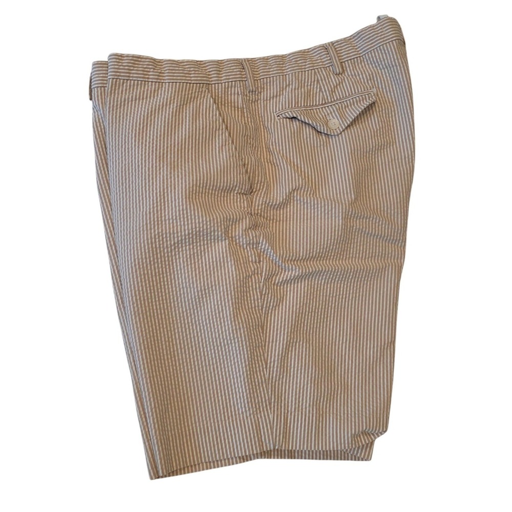 Polo Ralph Lauren Mens Seersucker Shorts Tan White Striped Cotton 40 - Picture 2 of 12